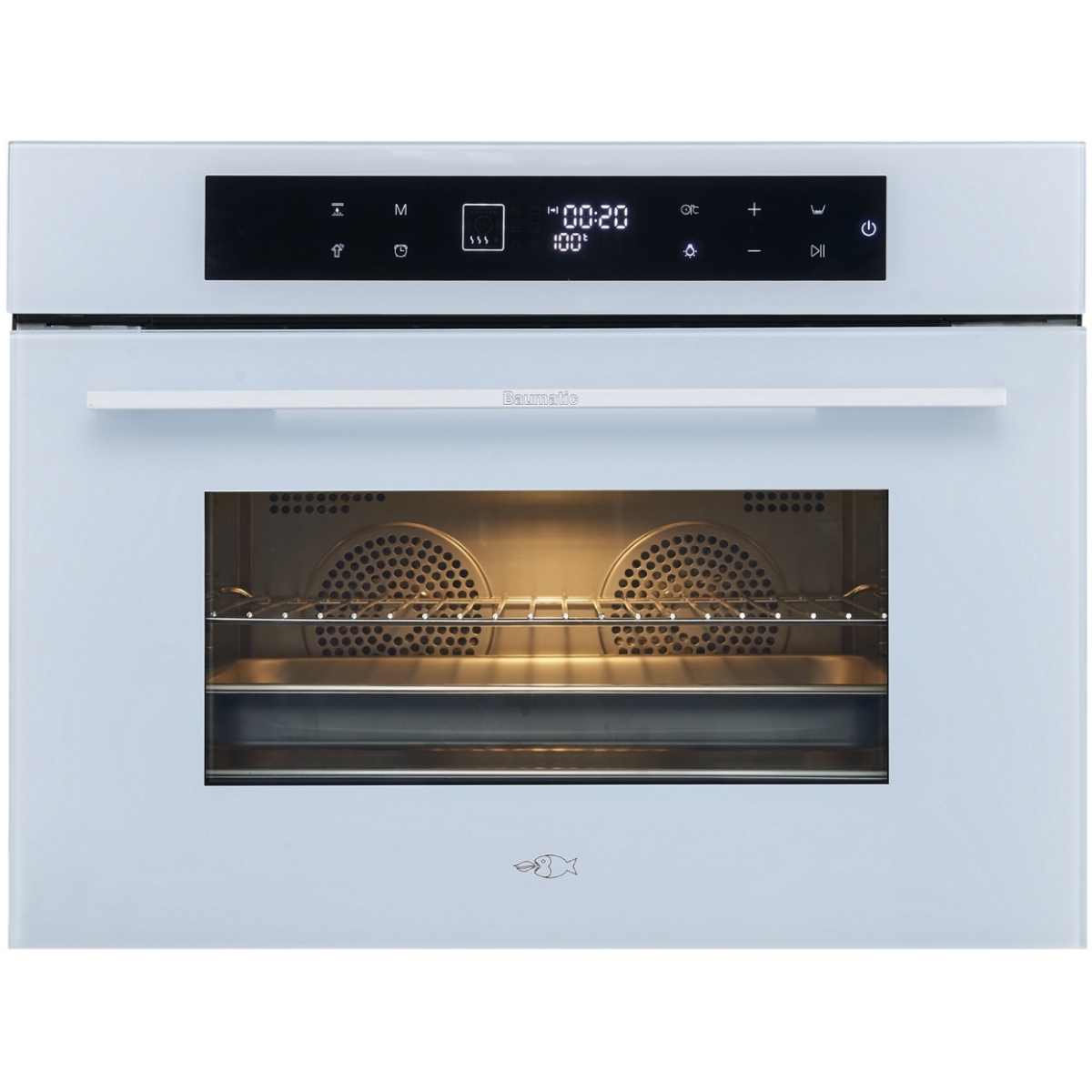 Baumatic BCS496WGL 45厘米 56公升 白之戀人系列 嵌入式蒸焗爐 (全港首創 雙風扇設計) 可上下獨自調溫度